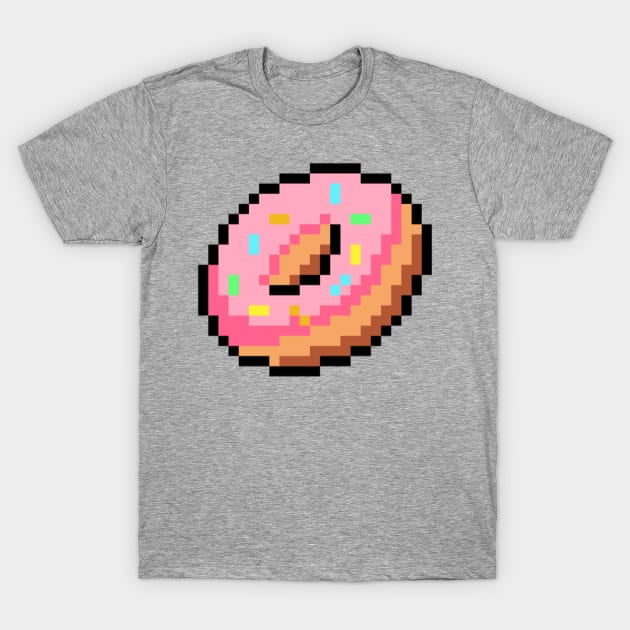 Perfectly Pixel Art Pastry Iced Donut with Sprinkles T-Shirt by Contentarama